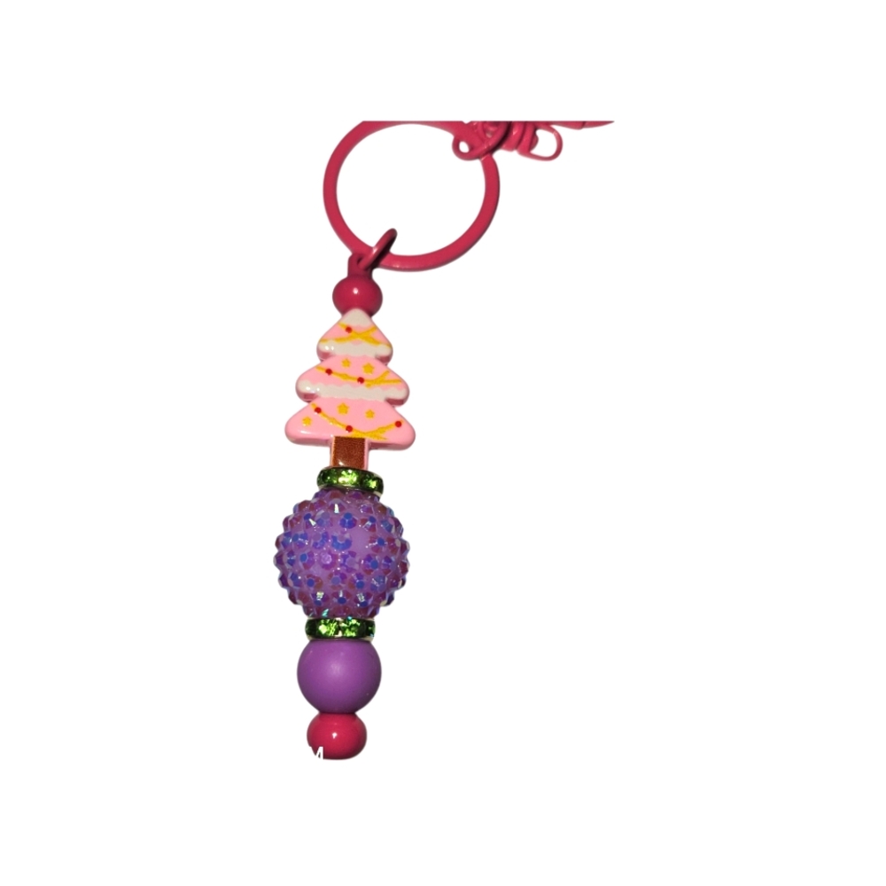 Christmas Tree Beaded Keychain